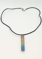 Polysexual Pride Flag Necklace – Gemstone Sand Resin Pendant | Gold-Plated or Cord Options | 18” Necklace